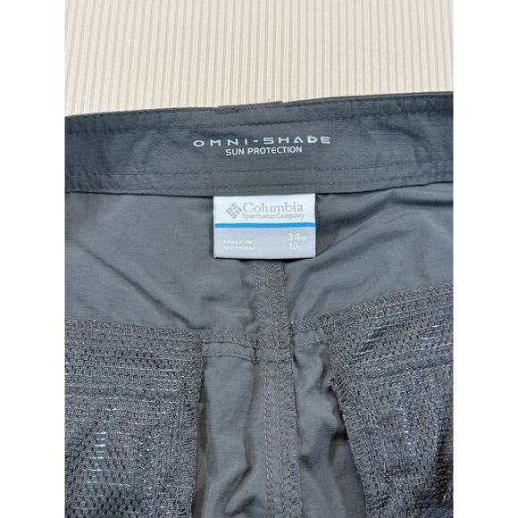 Columbia Omni-Shade Cargo Shorts Men’s 34W Gray Nylon Sun Protection Hiking - Picture 6 of 8